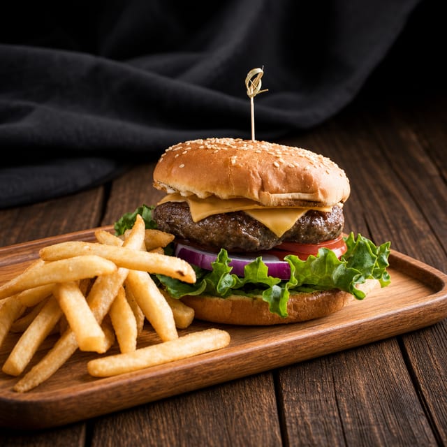 Plain Beef & Lamb Cheeseburger.