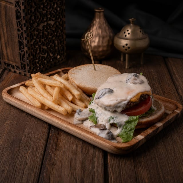 Creamy Mushroom Cheeseburger.